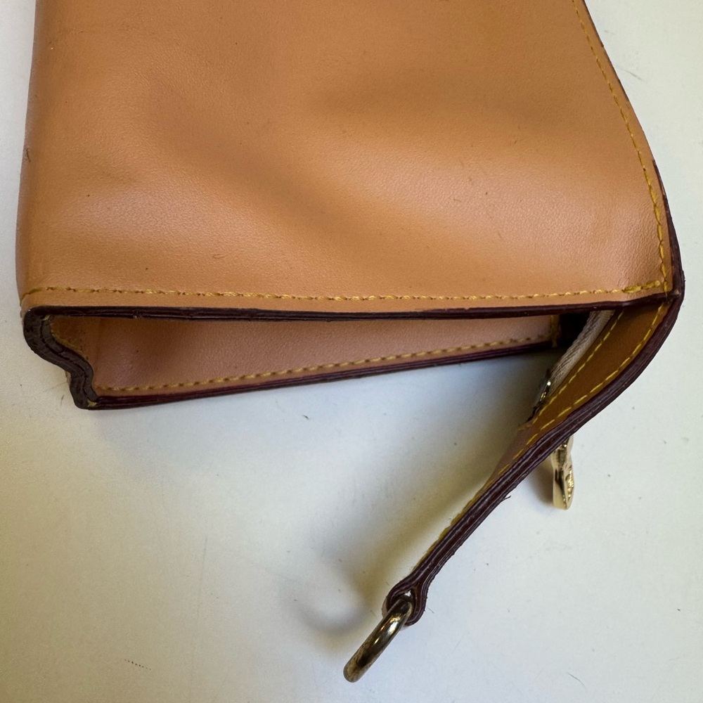 Louis Vuitton genuine vintage 80’s Tan Leather Pochette Makeup cosmetic pouch - Picture 5 of 14